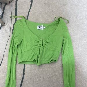 princess polly green crop long sleeve top